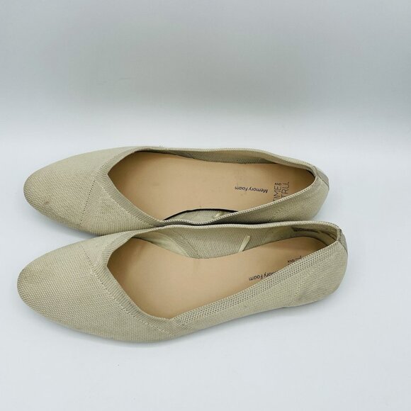 Time and Tru Shoe Women Size 9 Tan Knit Stretch Flats Memory Foam Comfort Loafer - Picture 6 of 11